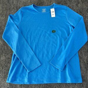 LL Bean NWT Womens Large Pima Cotton Crewneck Long Sleeve Blue
